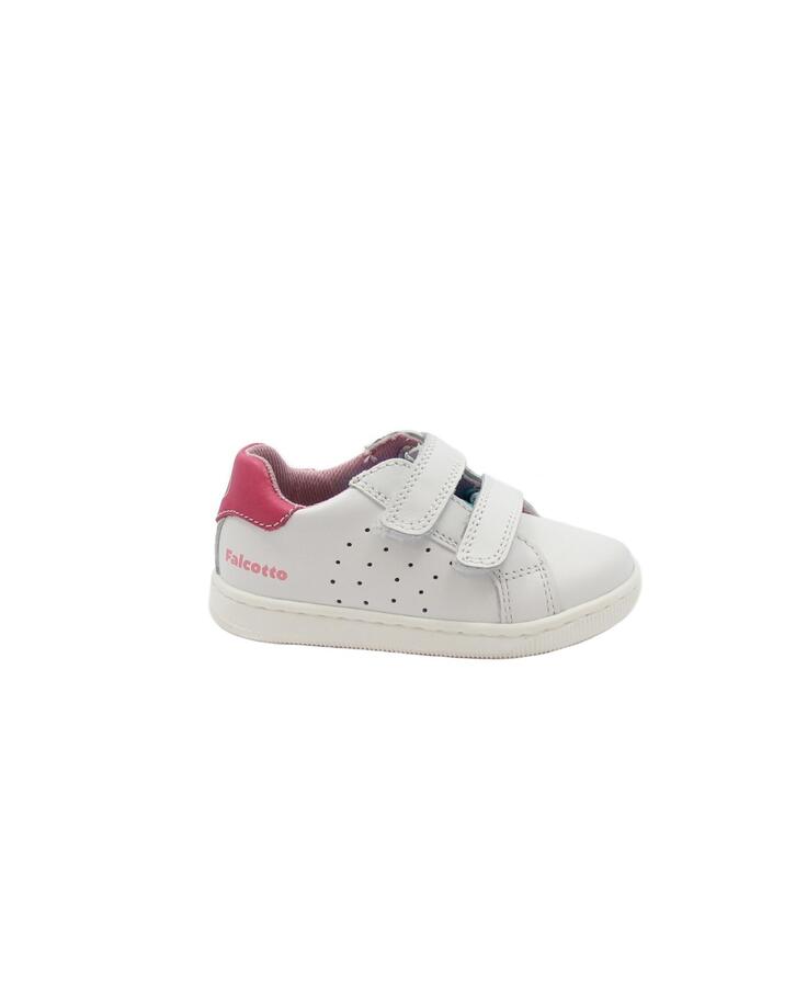 FALCOTTO KINER LOW 17749 white bianco rosa scarpe sneakers bambina strappi pelle