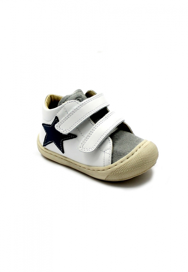 NATURINO KOLDE VL 16590 white grey celeste scarpe bambino strappi pelle