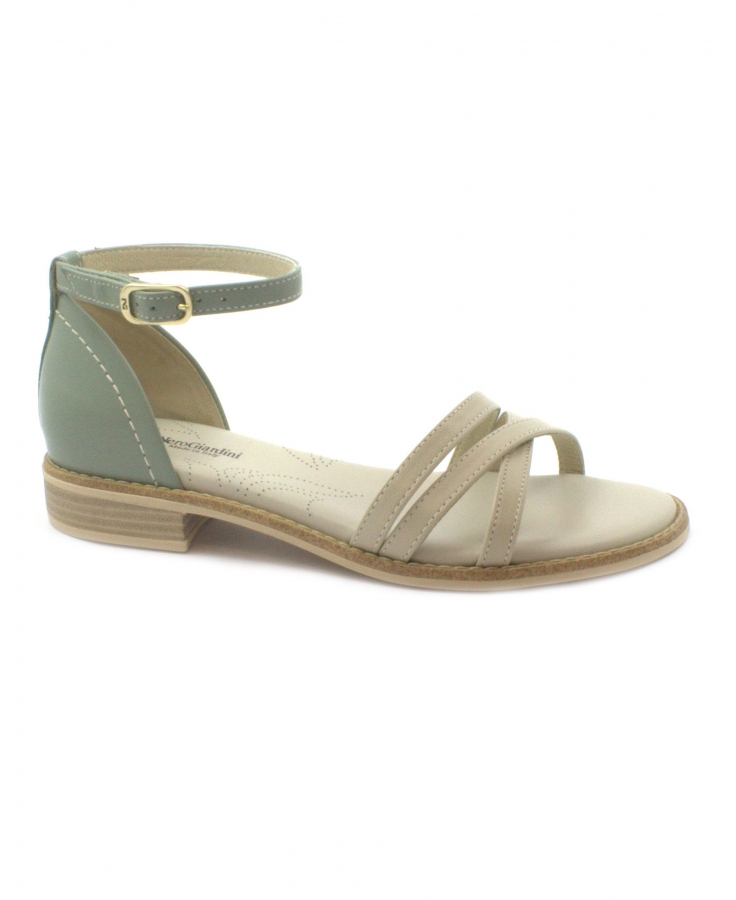 NERO GIARDINI 07604 ivory salvia beige verde scarpe donna sandali tallone cinturino pelle