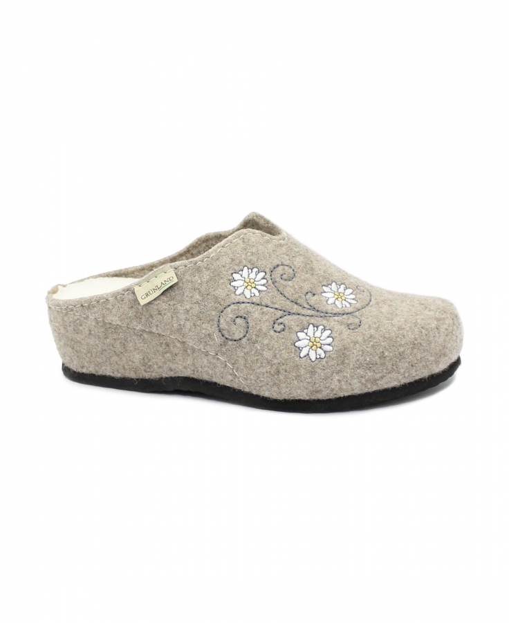 GRUNLAND GABY CI2999 nocciola ciabatte donna zeppa feltro fiore zeppa