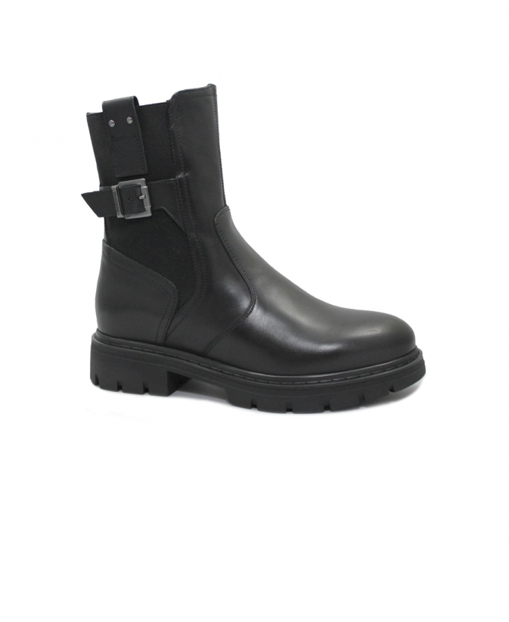 NERO GIARDINI 1476 nero stivaletti donna anfibio zip pelle scarponcino