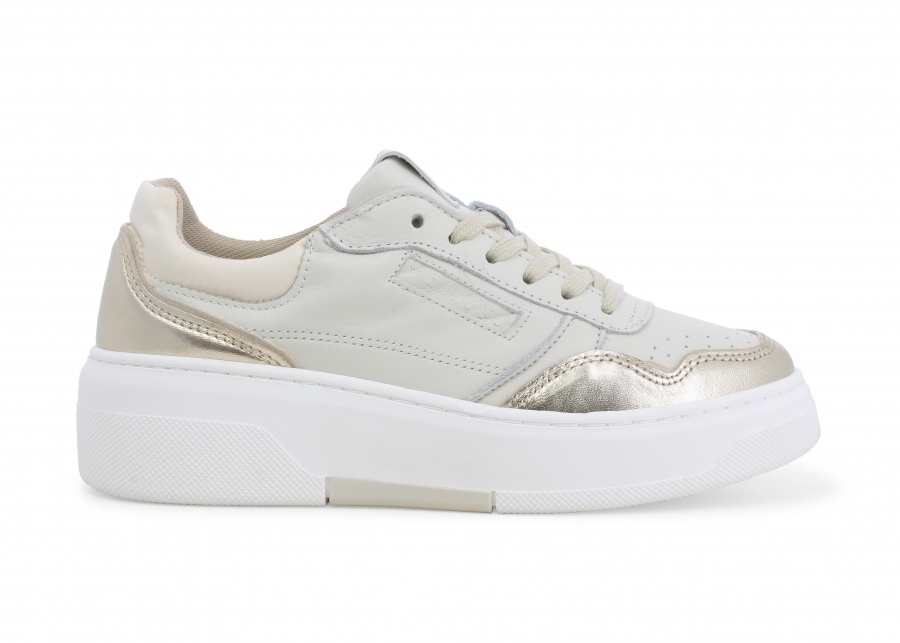 Sneakers donna in pelle beige 034370