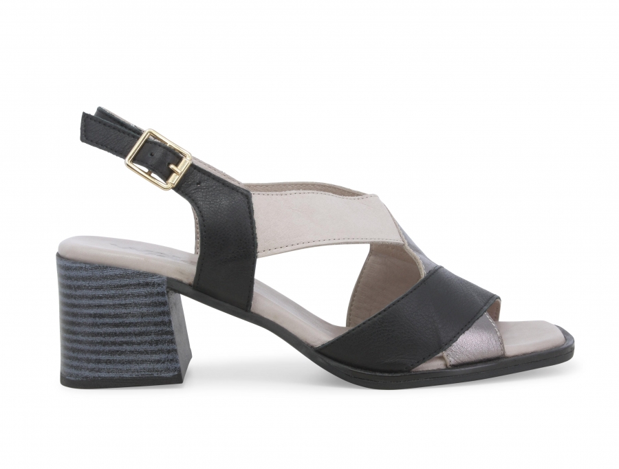 Sandalo donna in pelle nero multi k56110z