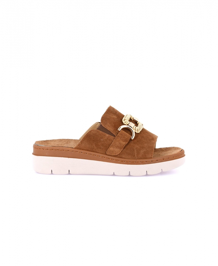 GRUNLAND MOLL CE0456 cuoio ciabatte donna catena plantare estraibile dry-soft