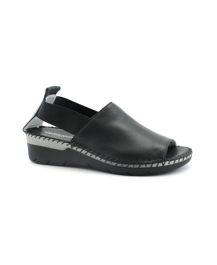 GRUNLAND BICO SA1432 nero scarpe donna sandali zeppetta elastici stile slip on