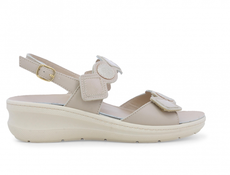Sandalo donna comodo in similpelle beige k95232