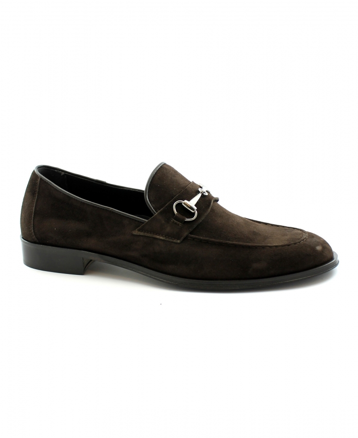 FRANCO FEDELE 6485 testa di moro scarpe uomo mocassino college pelle morsetto