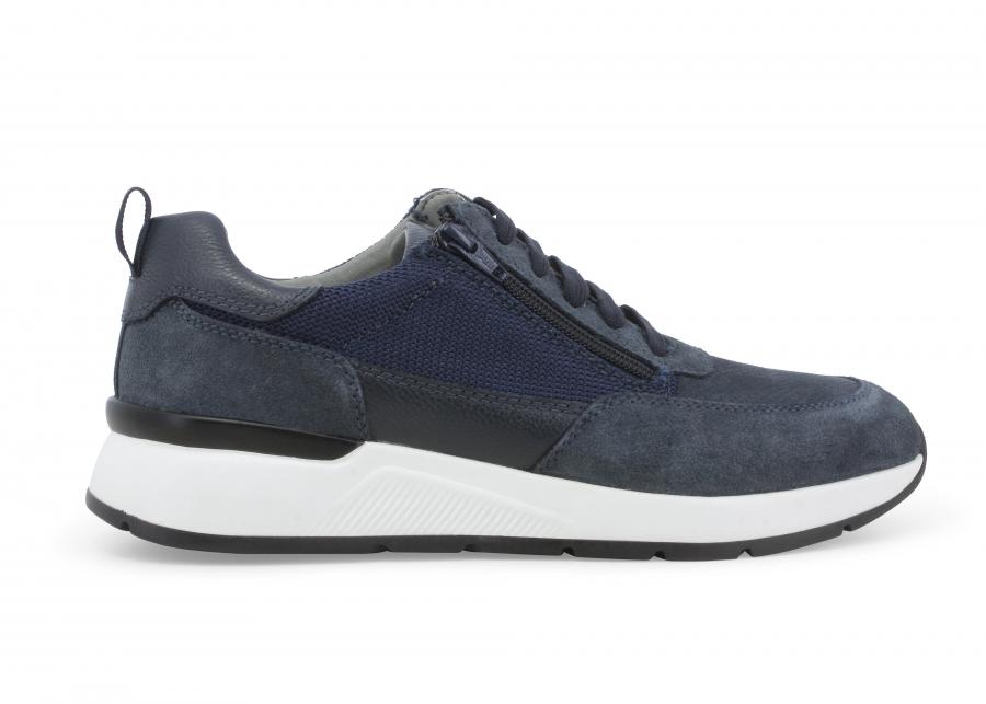 Sneakers uomo in camoscio blu allacciata u55267z