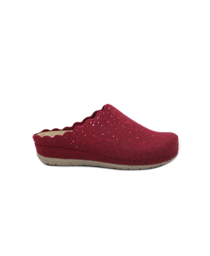 GRUNLAND PRAU CI1544 bordo' pantofole donna feltro re-soft strass