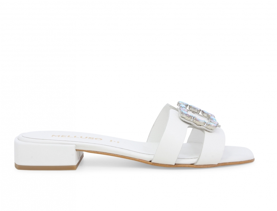 Ciabatta donna in pelle bianco n306z