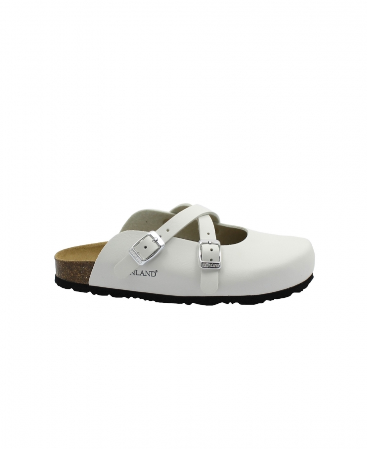 GRUNLAND SARA CB0017 bianco ciabatte donna anatomiche fibbie incrocio