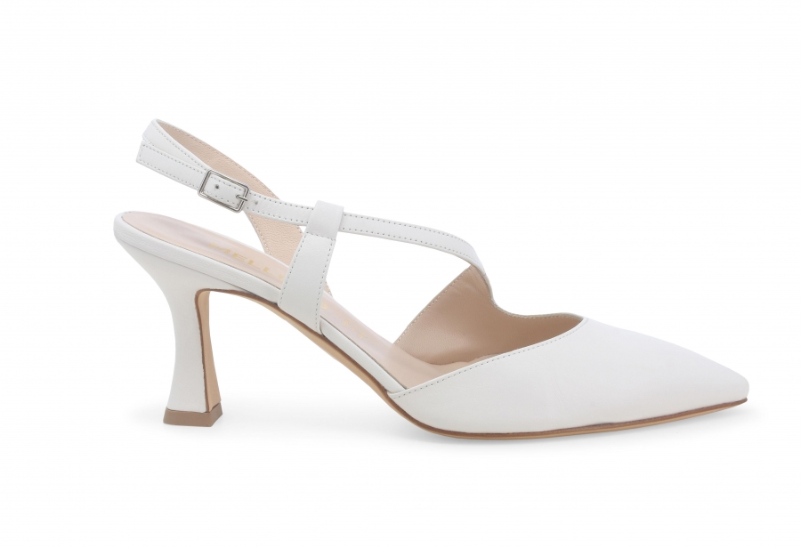 Decollete donna slingback in pelle bianco e1634zv