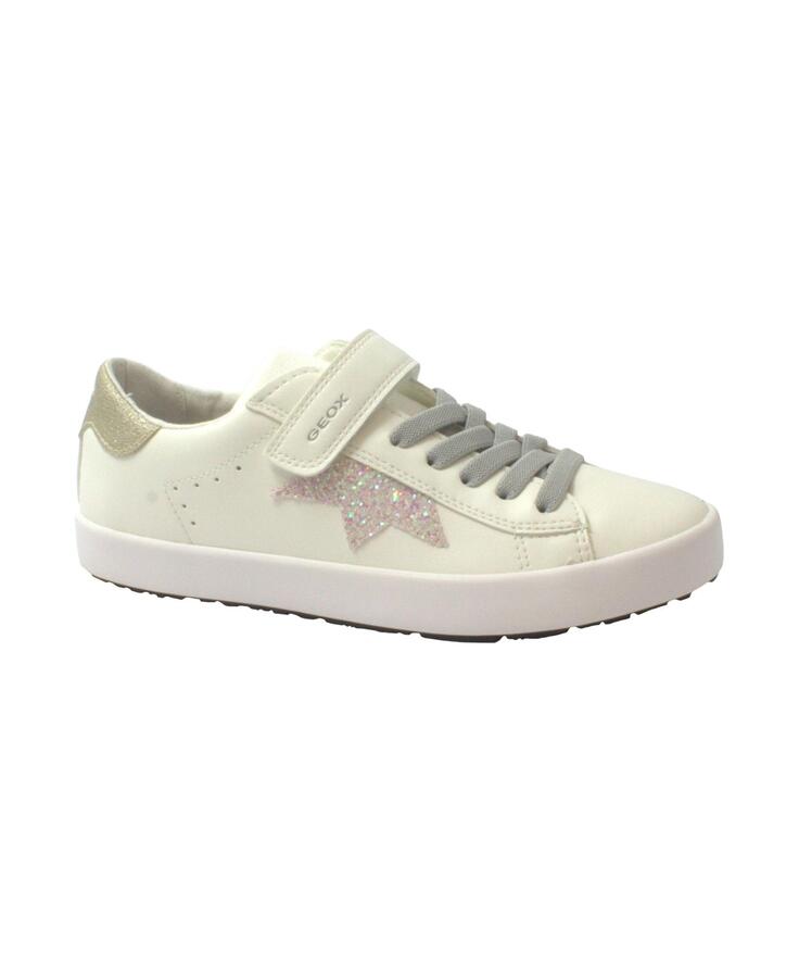 GEOX J35D5B 36/38 white pink bianco scarpe bambina sneakers strappi tessuto traspiranti
