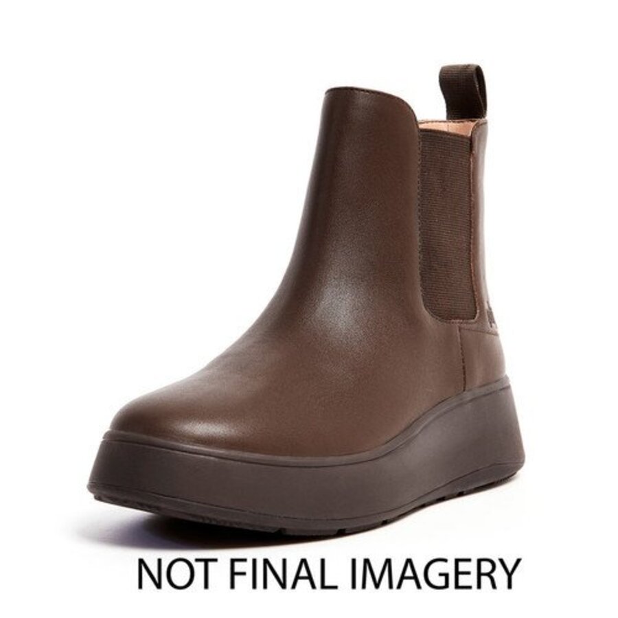 FitFlop F-MODE LEATHER FLATFORM CHELSEA BOOTS CHOCOLATE BROWN (size: 36)