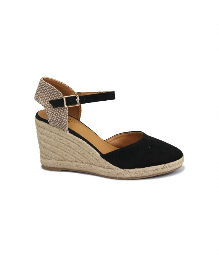 DIVINE FOLLIE 3708 nero scarpe sandali donna zeppa corda cinturino