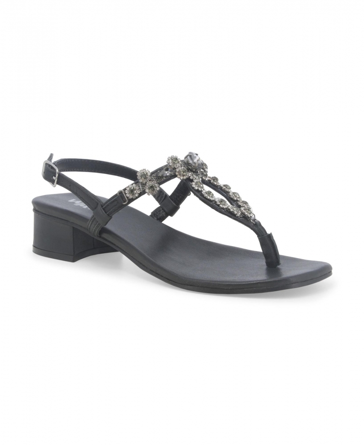 MELLUSO WALK K58019W nero scarpe donna sandali tacco gioiello infradito