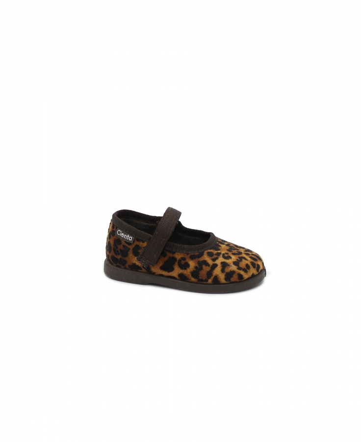 CIENTA 400050 21/27 marron strappo leopardato scarpe bambina ballerina velluto