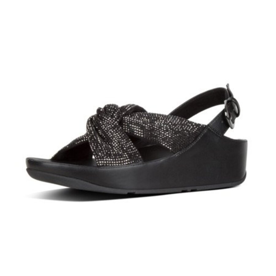 FitFlop TWISS CRYSTAL BACK-STRAP SANDALS BLACK (size: 36)
