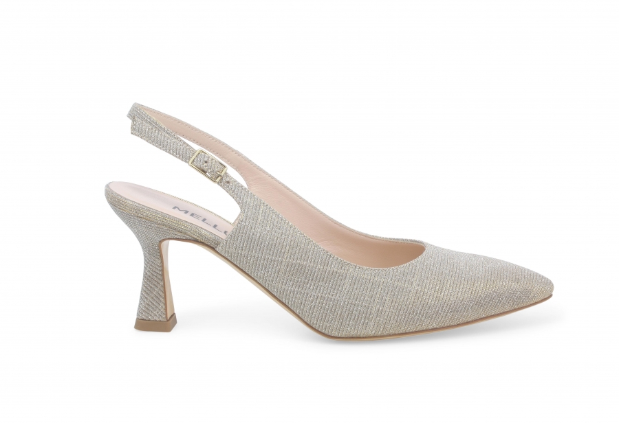 Décolleté donna slingback in tessuto platino d165z