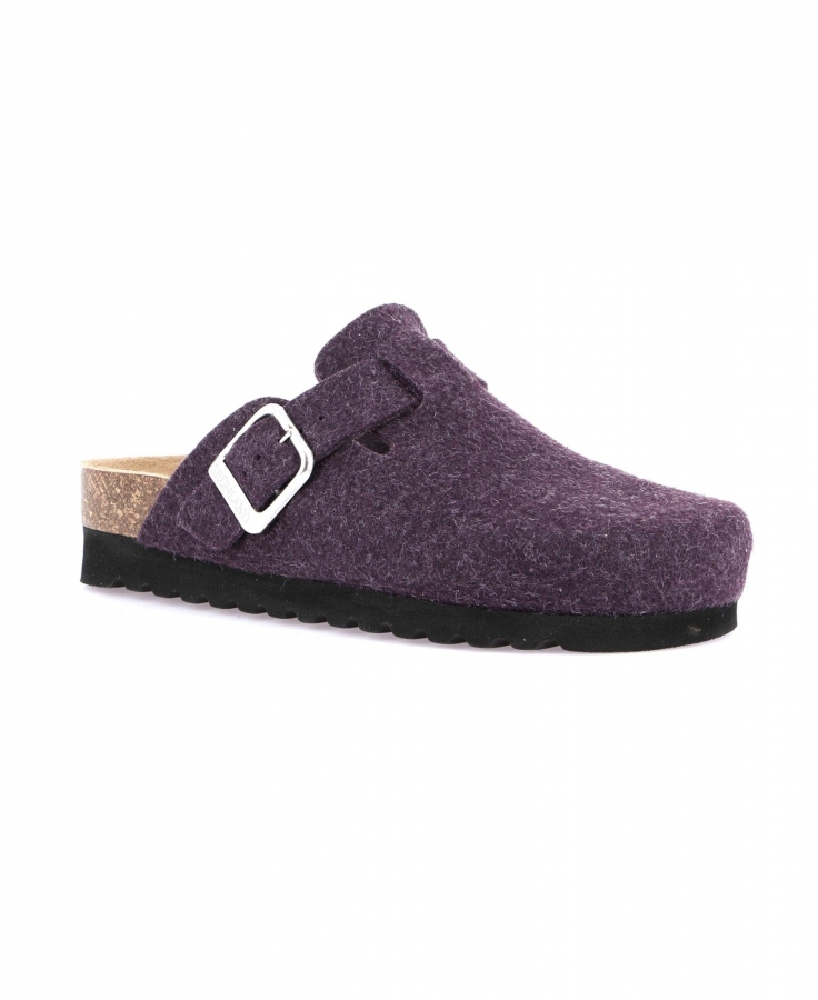 GRUNLAND HOLA CB2241 melanzana viola ciabatte pantofole donna feltro fibbia re-soft