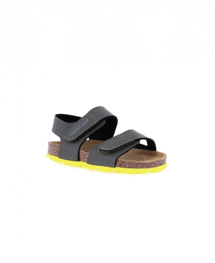 GRUNLAND ARIA SB0094 oliva giallo sandalo bambino strappi birk