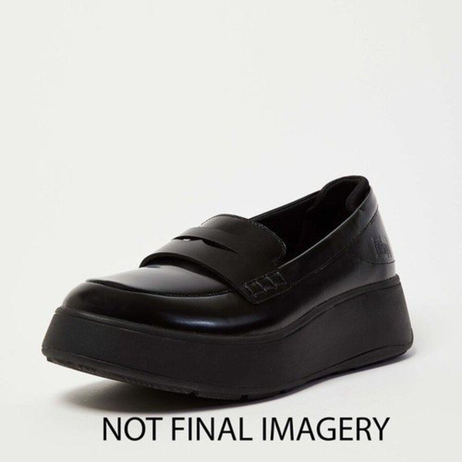 FitFlop F-MODE LEATHER FLATFORM PENNY LOAFERS ALL BLACK (size: 37,5)