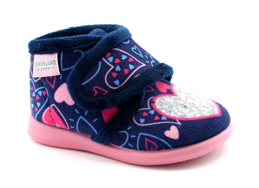 GRUNLAND DALY PA0635 Blu scarpe pantofole bambina feltro strappo cuore