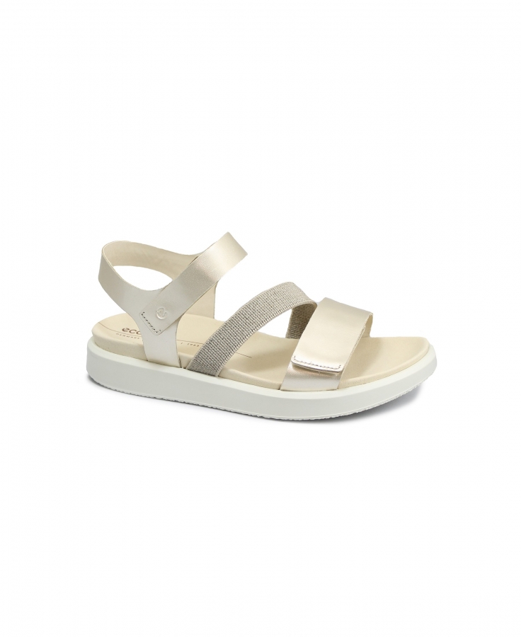 ECCO 273713 FLOWT W white gold bianco oro scarpe donna sandalo strappi pelle