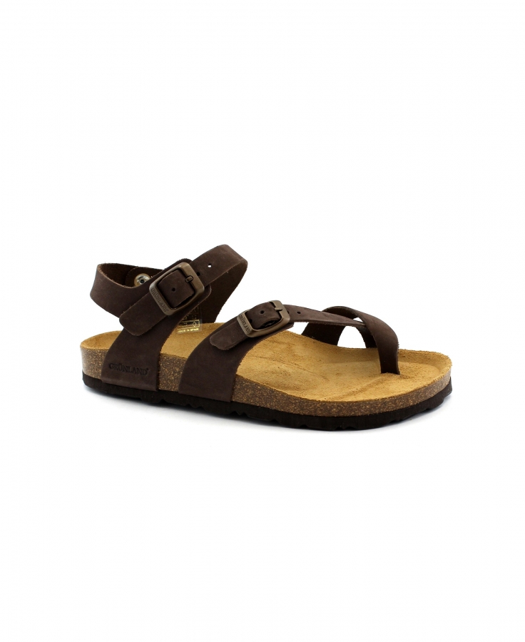 GRUNLAND SARA SB0917 testa di moro marrone sandalo infradito fibbie