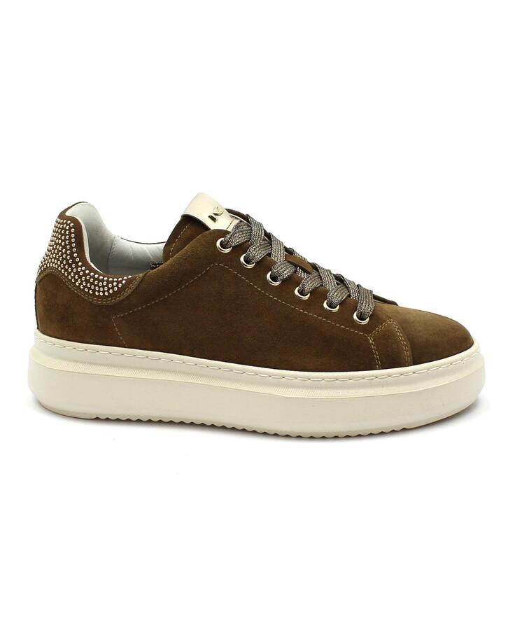 NERO GIARDINI I205371 malto marrone scarpe donna sneakers lacci platform
