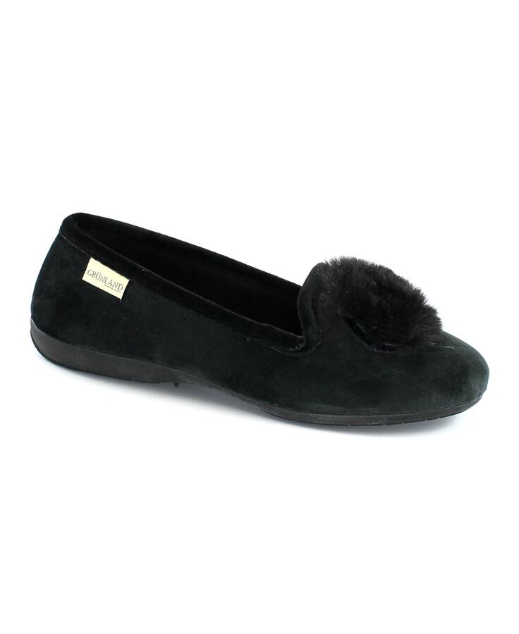 GRUNLAND TAXI PA0662 nero scarpe donna pantofola in tessuto pelo morbido