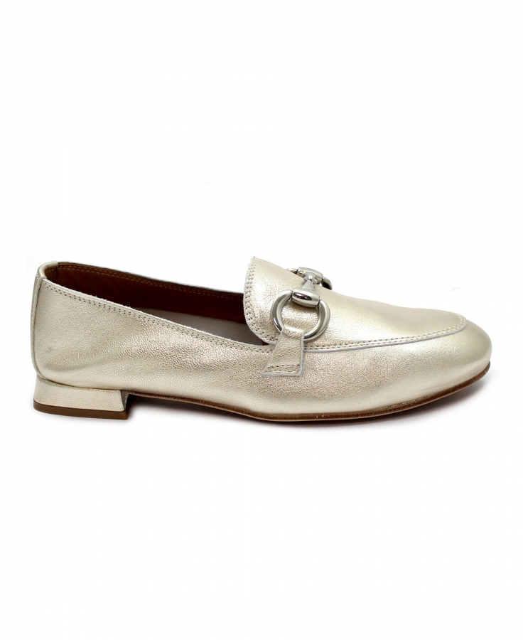 DIVINE FOLLIE 175-40 platino scarpa donna mocassino morsetto pelle