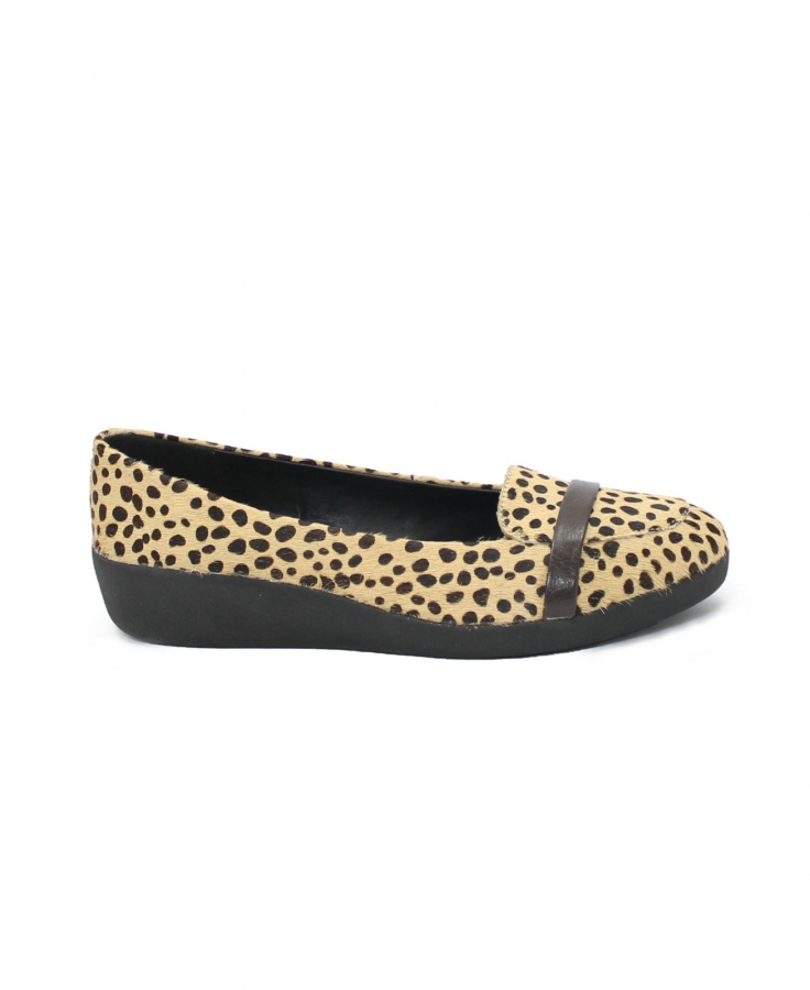 FITFLOP 655-322 F-POP LOAFER leopard scarpe donna ballerina pelle