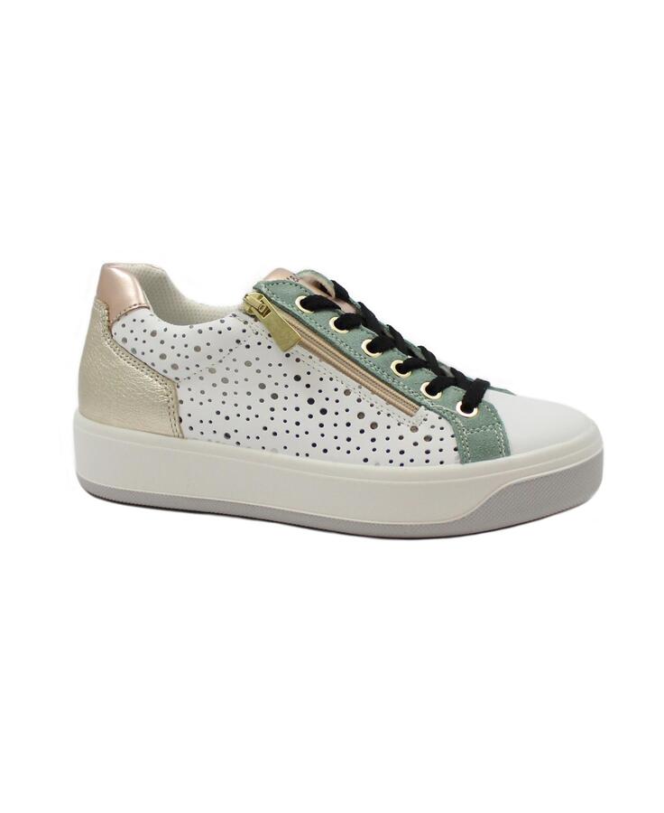 IGI&CO 5658233 bianco verde scarpe donna sneakers lacci pelle zip