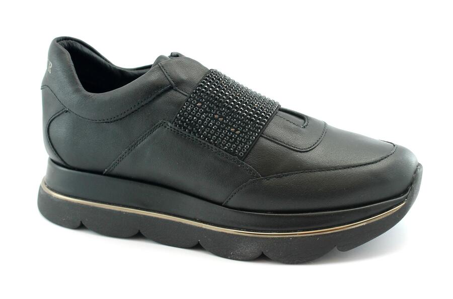 CAFè NOIR DB192 nero scarpe donna sneakers slip on pelle elastico brillantini