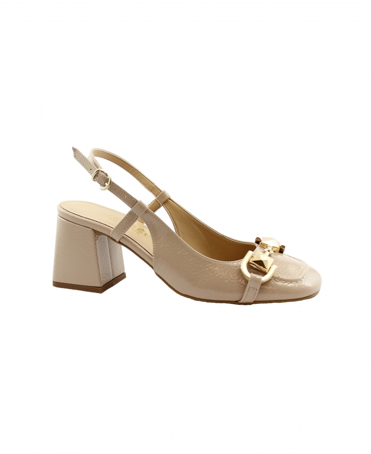 NACREE 584004 nude scarpe donna decolleté sling back sandalo tacco morsetto