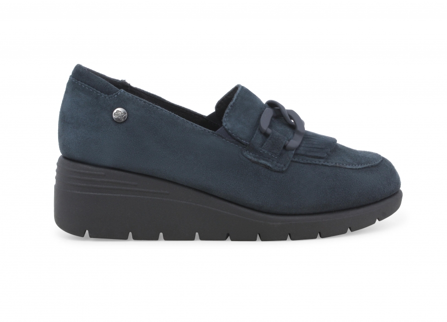 Mocassino donna in pelle camoscio blu navy k55272w