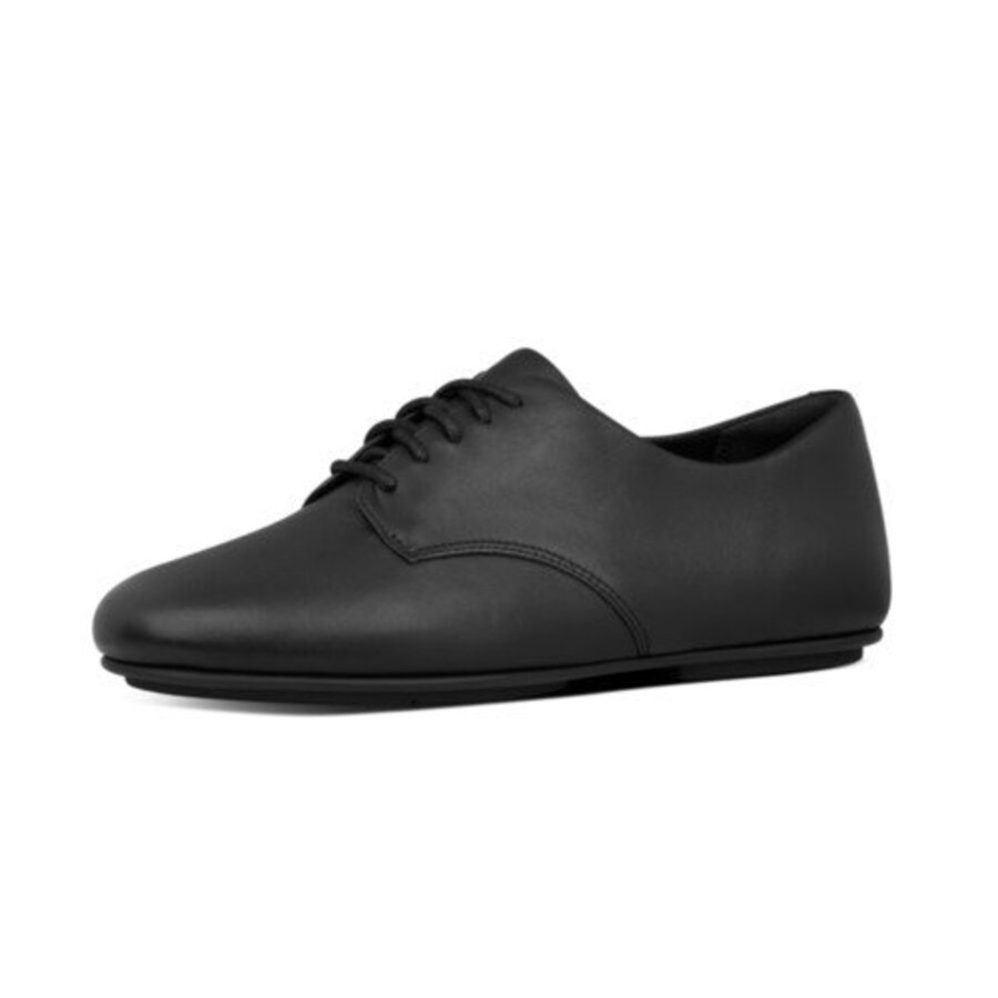FitFlop ADEOLA LEATHER LACE UP DERBYS ALL BLACK CO AW01 (size: 36)